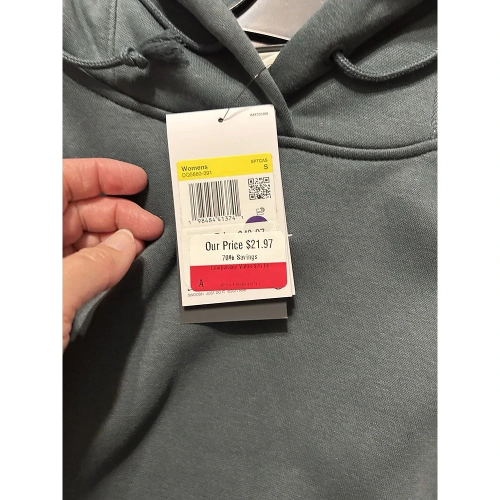 Nike Swoosh Women's Fleece Pullover Hoodie Pockets Drawstring Small DQ5860-391